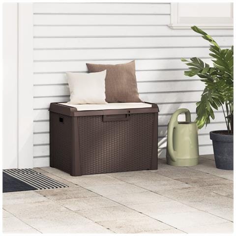Baule Da Giardino Con Cuscino Seduta Marrone 125 L In Pp - Foto 3