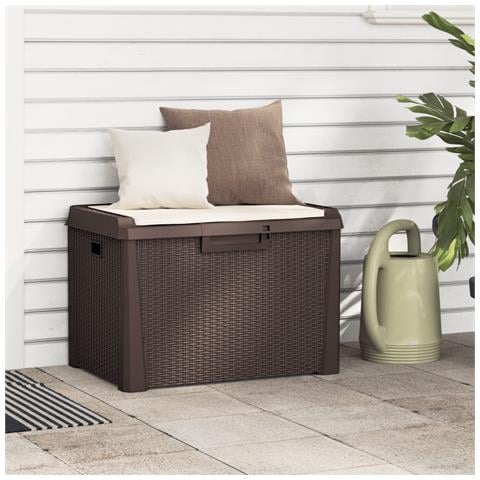 Baule Da Giardino Con Cuscino Seduta Marrone 125 L In Pp - Foto 1