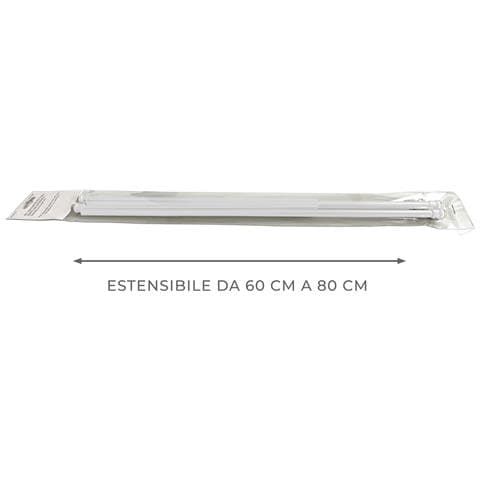 Bacchette Tende A Pressione Bastone Tenda Estensibile Astina Con Molla 60-80 Bianco - Foto 2