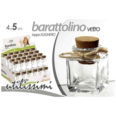 Trade Shop - Set 48 Pz Barattolo Barattolino Tappo Sughero Bomboniera In Vetro 4x5cm 715778 - Foto 1