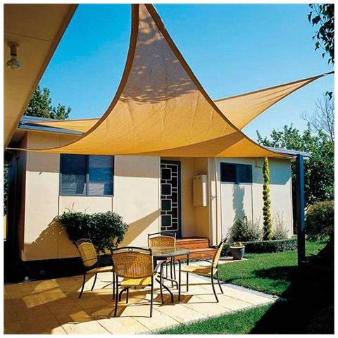 Vela Telo Parasole 4x4mt Tenda Triangolare Ombreggiante Giardino In Hdpe Beige - Foto 5