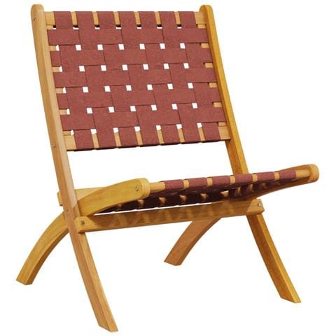 Sedie Pieghevoli Giardino 2 Pz Rosse Massello Acacia E Tessuto - Foto 3