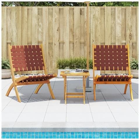 Sedie Pieghevoli Giardino 2 Pz Rosse Massello Acacia E Tessuto - Foto 1