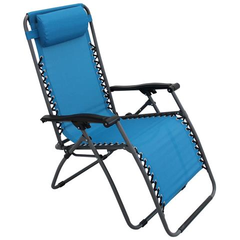 Sdraio Sedia Pieghevole Da Esterno In Acciaio E Textilene Con Poggiatesta Gem - Mediumblue - Foto 1
