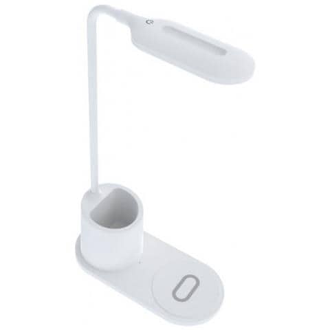 Lampada Led Da Comodino E /o Tavolo Con Caricatore A Induzione Qi 10w, Bianco - Foto 1