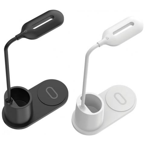 Lampada Led Da Comodino E /o Tavolo Con Caricatore A Induzione Qi 10w, Bianco - Foto 2