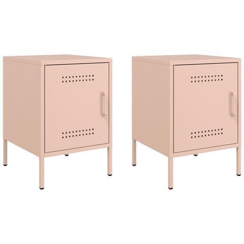 Comodini 2 Pz Rosa 36x39x50,5 Cm In Acciaio - Foto 1