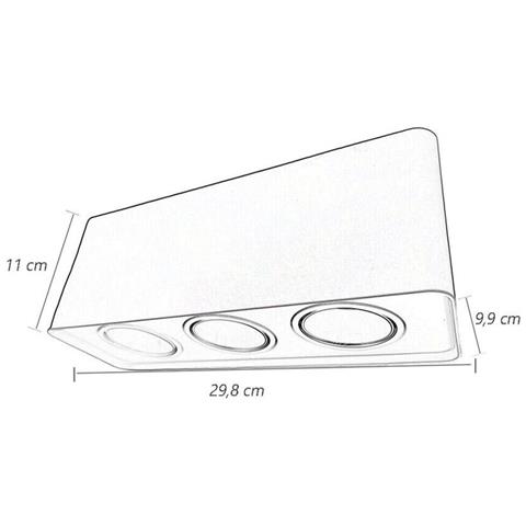 Porta Faretto Triplo Supporto Orientabile Montaggio Da Soffitto Bianco P343b - Foto 5