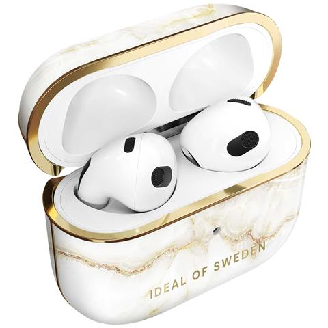Cover Per Airpods 3 Effetto Marmo Elegante Golden Pearl Marble, Bianco - Foto 1