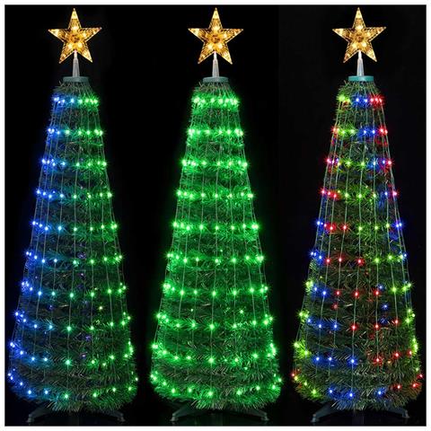 Albero Di Natale 210 Cm Cono Pieghevole 342 Led Smart Luminosi Con App Control - Foto 2
