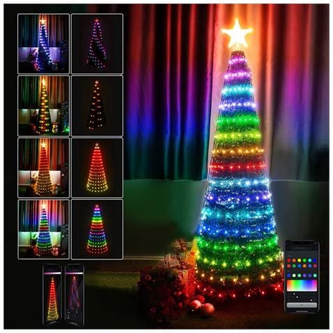 Albero Di Natale 210 Cm Cono Pieghevole 342 Led Smart Luminosi Con App Control - Foto 1