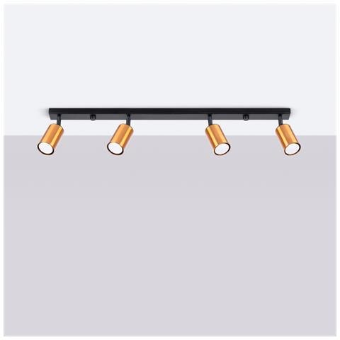 Lampada A Soffitto Winx 4l Nero /coop Sl. 1379 - Moderno Lampade Da Soffitto Nero /rame 18.5x82x6 Cm - Foto 2