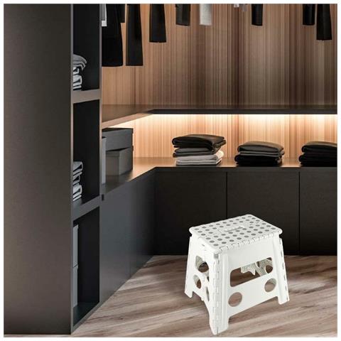 Sgabello Multiuso Pieghevole Clic-clac 30x22x32 In Plastica Richiudibile Bianco - Foto 2