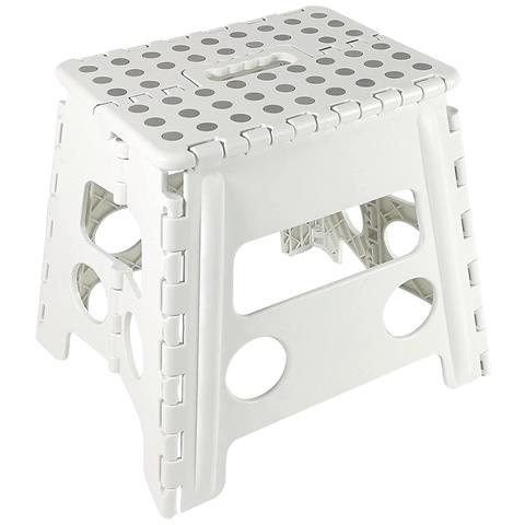 Sgabello Multiuso Pieghevole Clic-clac 30x22x32 In Plastica Richiudibile Bianco - Foto 1