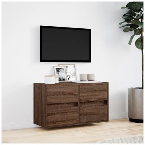 Mobile TV a Parete con Luci LED Rovere Marrone 80x31x45 cm - Foto 10