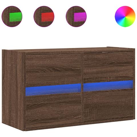 Mobile TV a Parete con Luci LED Rovere Marrone 80x31x45 cm - Foto 1