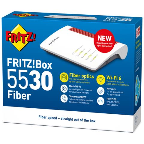FRITZ!Box 5530 Fiber Edition Internation router wireless 2.5 Gigabit Ethernet Dual-band (2.4 GHz / 5 GHz) Bianco - Foto 2