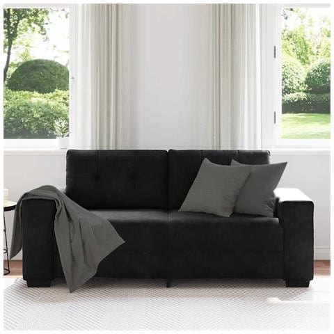 Divano Divanetto Nero 140 cm in Velluto - Foto 2