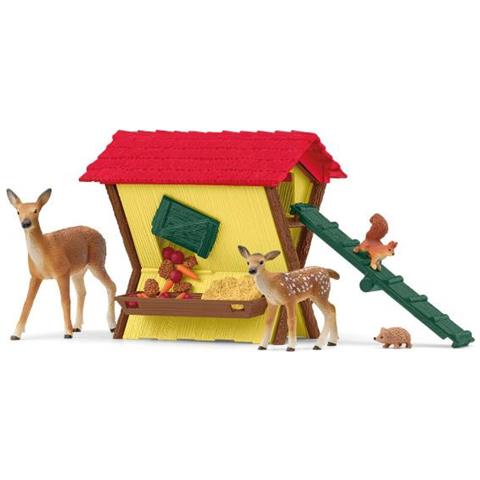 Capanna Degli Animali Della Foresta, Cassapanca Con Capanna, 1 Cerva, 1 Cerbiatto, 1 Scoiattolo, 1 Riccio, Per Bambini Dai 3 Anni - Schle - Foto 1