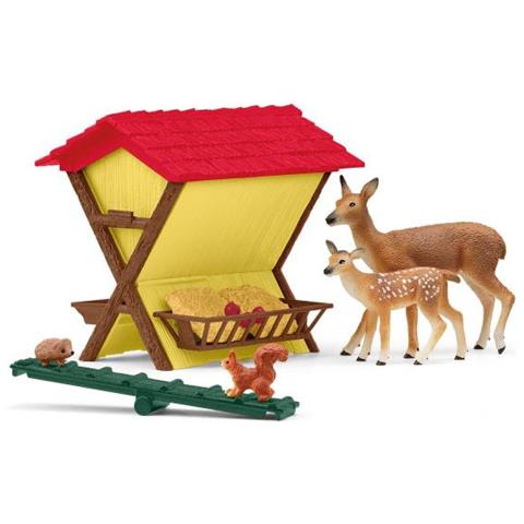 Capanna Degli Animali Della Foresta, Cassapanca Con Capanna, 1 Cerva, 1 Cerbiatto, 1 Scoiattolo, 1 Riccio, Per Bambini Dai 3 Anni - Schle - Foto 2