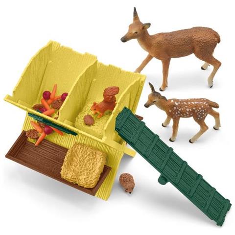 Capanna Degli Animali Della Foresta, Cassapanca Con Capanna, 1 Cerva, 1 Cerbiatto, 1 Scoiattolo, 1 Riccio, Per Bambini Dai 3 Anni - Schle - Foto 3