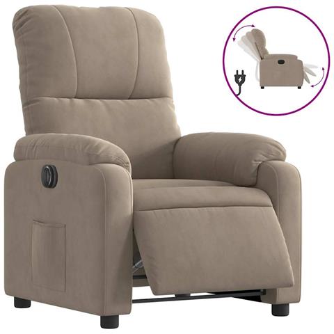 Poltrona Reclinabile Elettrica Tortora In Tessuto Di Microfibra - Foto 1