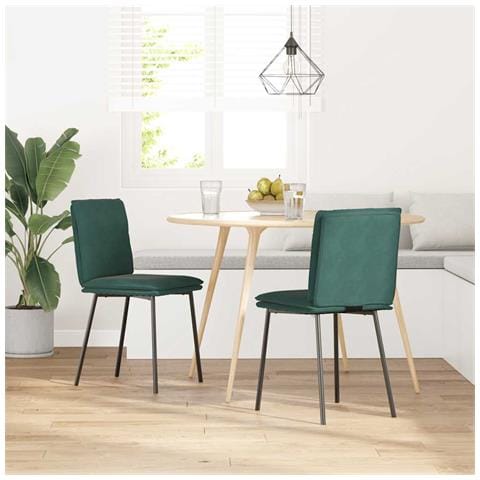 Sedie Da Pranzo 2 Pz Verde Scuro In Velluto - Foto 2