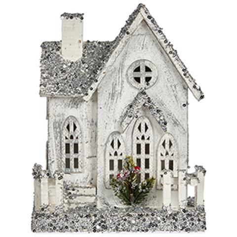 Figura Casa In Legno Naturale Con Luci E Glitter. - Foto 2