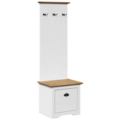 Mobile da Ingresso con Ganci BODO Bianco e Marrone 50x40x157 cm - Foto 1