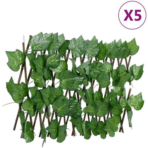 Traliccio Foglie Vite Artificiale Espandibile Verde5pz 180x20cm - Foto 2