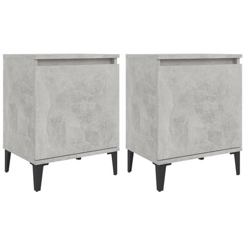 Comodini Con Gambe In Metallo Grigio Cemento 40x30x50 Cm - Foto 1