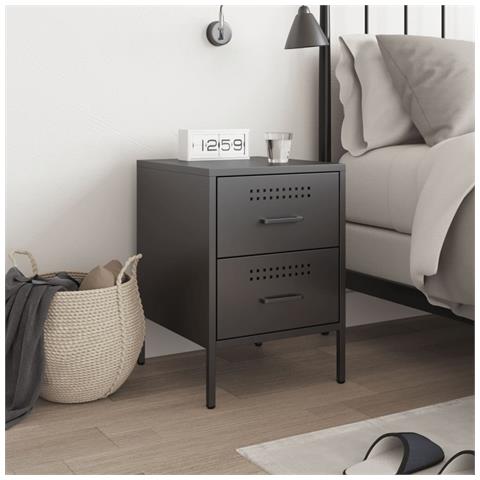 Lusso Casadino -  Comodino Nero 36x39x50,5 Cm In Acciaio - Foto 2