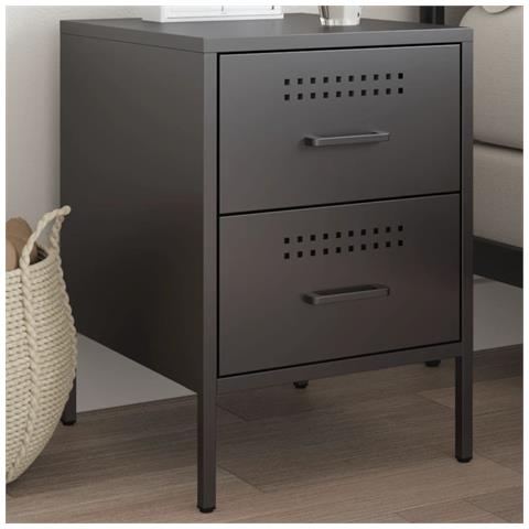 Lusso Casadino -  Comodino Nero 36x39x50,5 Cm In Acciaio - Foto 8