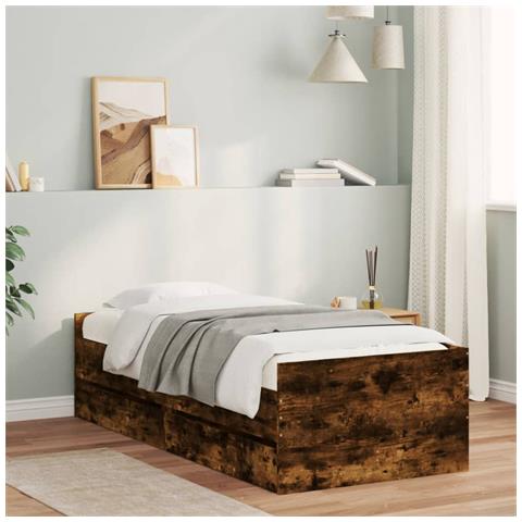 Giroletto Con Cassetti Rovere Fumo 75x190 Cm Small Single - Foto 8