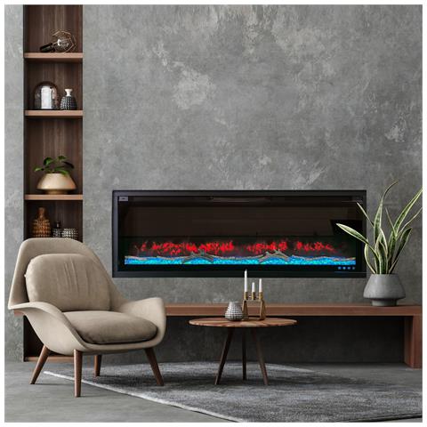 Camino Elettrico Da Parete Versalys Xxl, A Pavimento O Incorporabile, Con Suono, 10 Colori, Con L'app, L200xh41cm - Foto 6