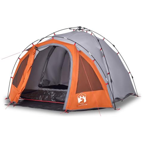 Tenda a Cupola 3 Persone Grigio e Arancione a Rilascio Rapido - Foto 1