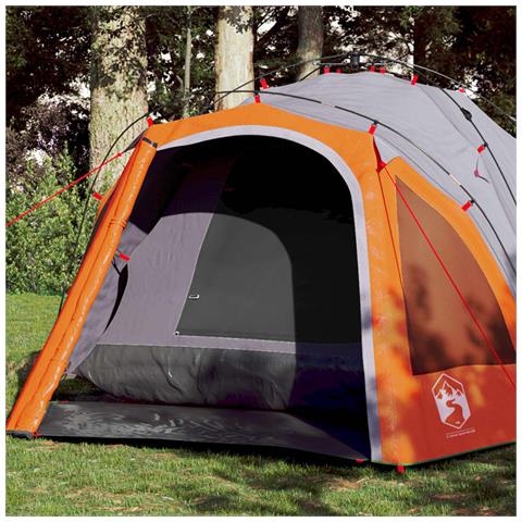 Tenda a Cupola 3 Persone Grigio e Arancione a Rilascio Rapido - Foto 2