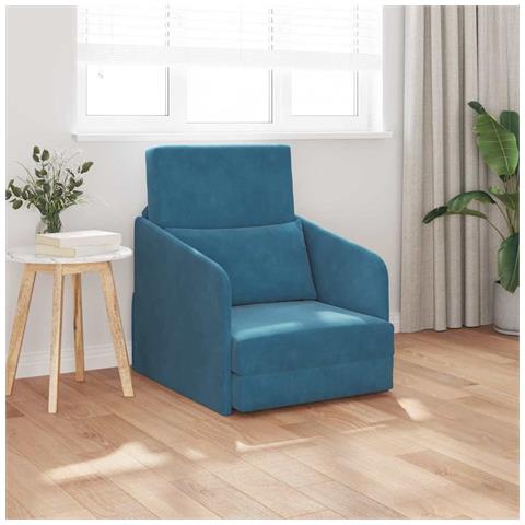 Divano Letto 2-in-1 Blu 65x80x83 cm Velluto - Foto 2