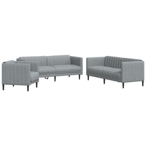 Set di Divani 3 pz Grigio Chiaro in Tessuto - Foto 1