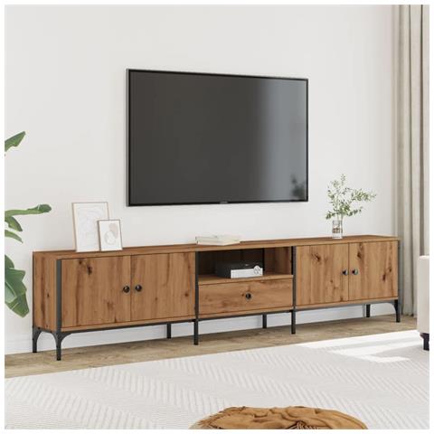 Mobile TV Cassetto Rovere Artigianale 200x25x44cm in Truciolato - Foto 2