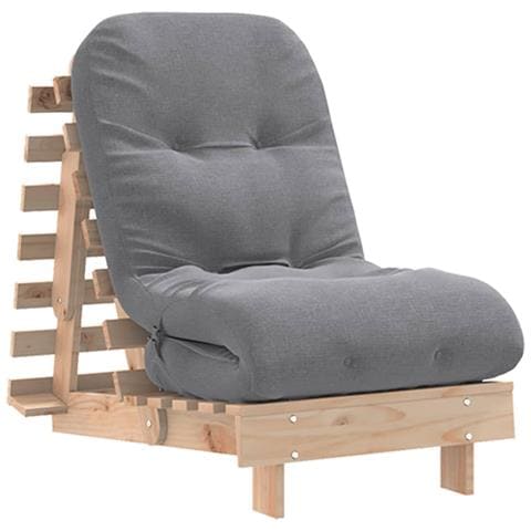 Divano Letto Futon con Materasso 60x206x11 Legno Massello Pino - Foto 1