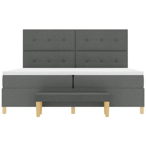 Letto Box Spring con Materasso e Panchina Grigio Scuro 200x200 cm Tessuto - Foto 9
