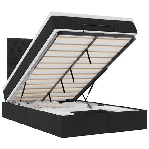 Struttura Letto Pouf con Materasso Nero 120x190 cm in Tessuto - Foto 1