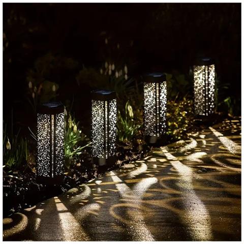 Set Di 6 Luci Solari Quadrate A Led Con Motivo Traforato Per Giardino - Foto 2