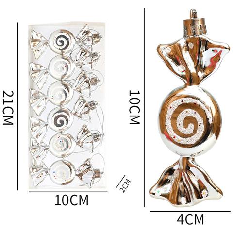 Mini Ornamenti Natalizi A Forma Di Caramella - Set Da 6, Decorazioni Festive Da Appendere All'albero Silver - Foto 2