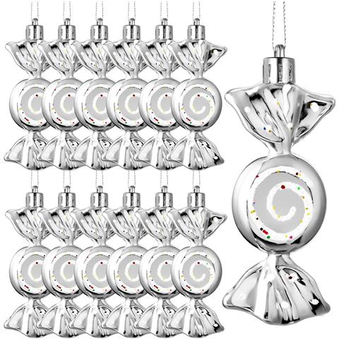 Mini Ornamenti Natalizi A Forma Di Caramella - Set Da 6, Decorazioni Festive Da Appendere All'albero Silver - Foto 1