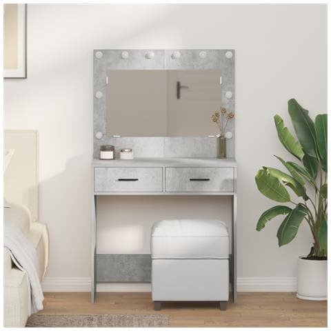 Toeletta con luci LED Grigio cemento 78,5x41x135 cm - Foto 2