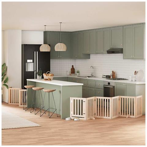 Cancello per Cani Porta Pieghevole 12 Pannelli 300 cm in Pioppo - Foto 2