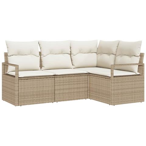 Set Divano da Giardino con cuscino 4 pcs Beige e Crema - Foto 1