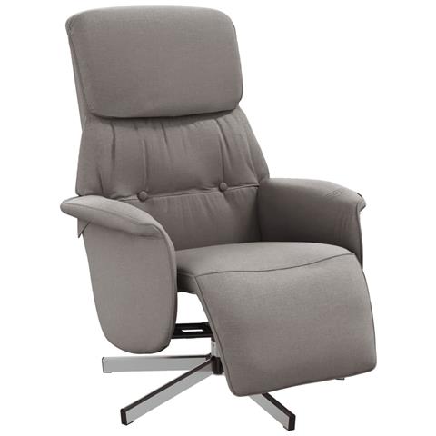 Poltrona Reclinabile con Poggiapiedi Tortora in Tessuto - Foto 1